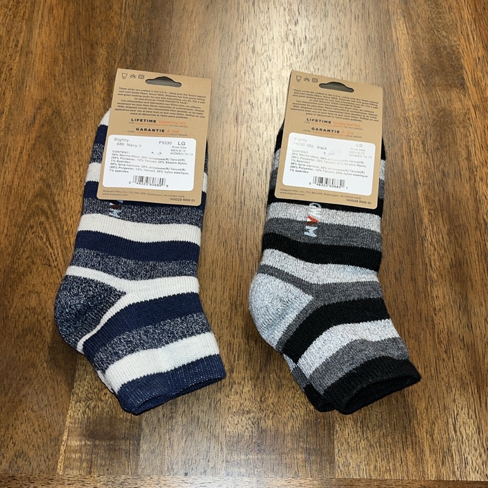 New Wigwam socks 2 pairs -stripes - black navy Large - Picture 2 of 6